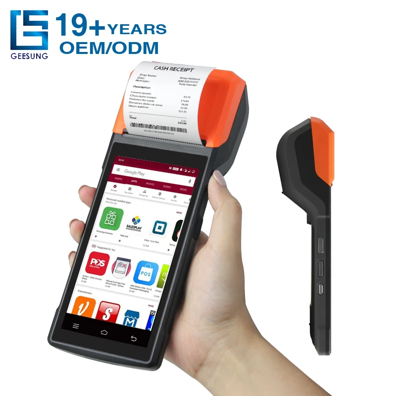 5.5 inch pos machine handheld android pos terminal with thermal printer barcode scanner nfc card reader handheld pos system