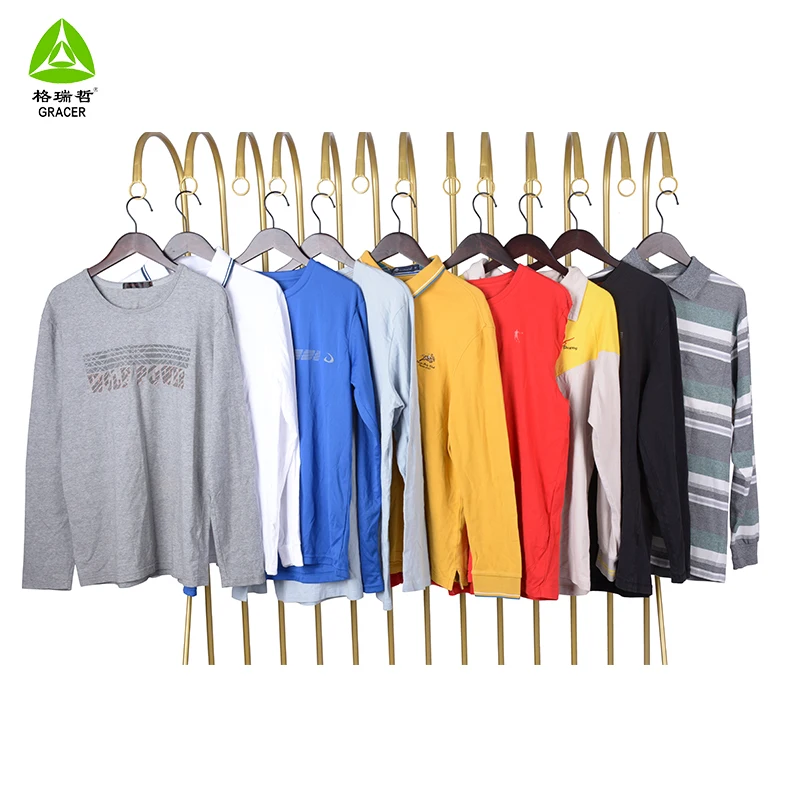 Cheap China Wholesale Used Clothing Bulk Second Hand Men Long Sleeve T Shirt