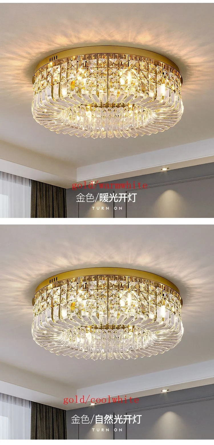  Crystal ceiling lamp light luxury small living room round simple modern led Nordic bedroom