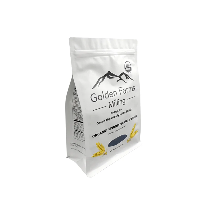 Digital printed recyclable stand up zipper pouch supplements whey protein powder packaging flat bottom bag