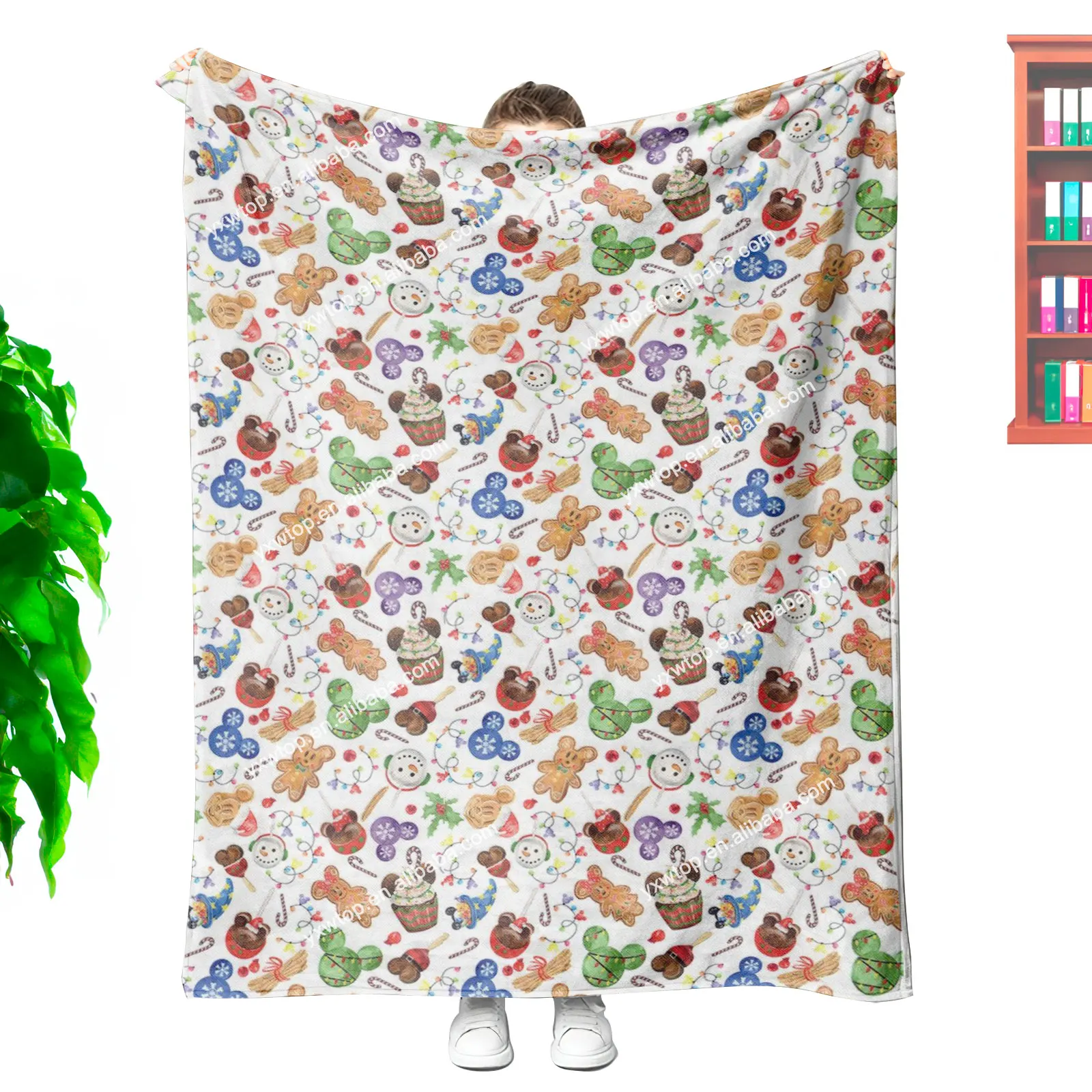 Blanket manufacturer custom cartoon mouse head Christmas Ears Sweets soft 100 polyester microfiber other blanket for kids