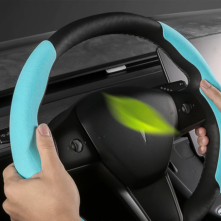 Anti-skid Suede Steering Wheel Protector for Tesla Model 3 Model Y