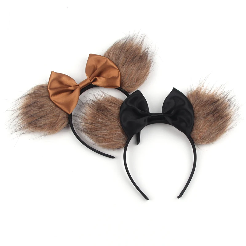 Factory Direct Sale Festival Party Cosplay Hair Band Rhinestone Sequin Bow Hairy Mouse Ear Headband For Kids