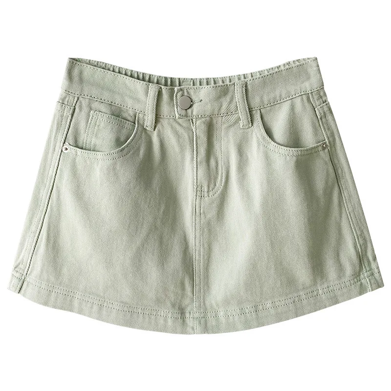 Summer color denim pants skirt Korean style candy color skirt wash thin A word version of the new