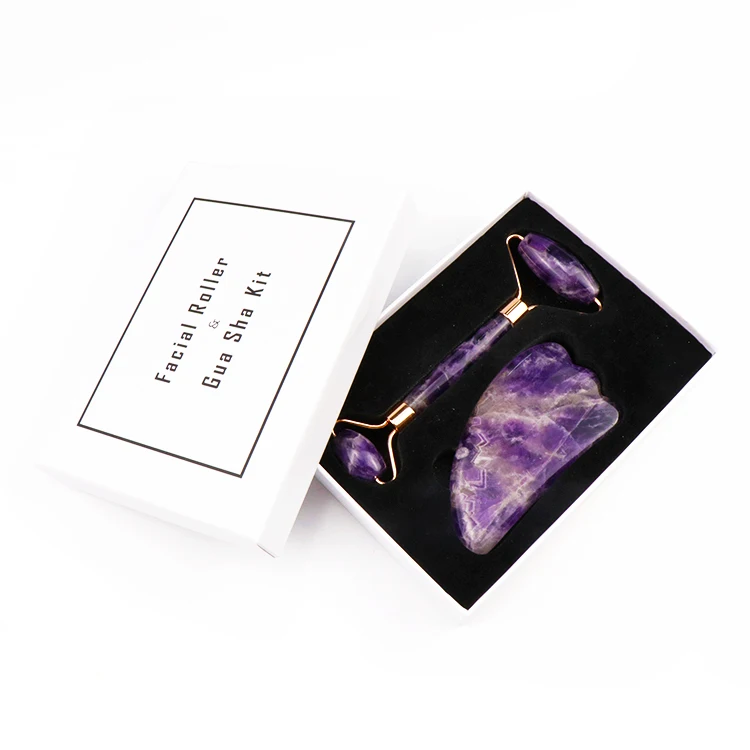 
100% Premium Quality Natural Massage Real New Amethyst Jade Facial Roller Of Custom Logo 