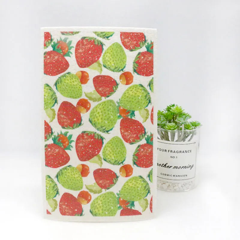Natural Eco Compostable Cleaning Cloth Biodegradable Custom Printed Swedish Dish Cloth Cellulose Sponge Cotton Dish Cloths