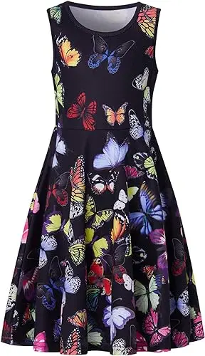 Girls Print Dress Sleeveless casual floral sundress for girls 4-15 years old