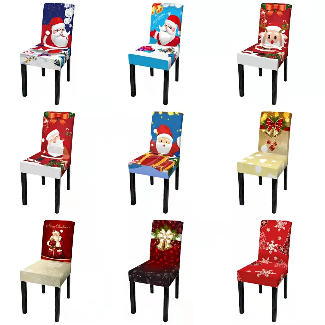 Christmas Dining Chair Cover Spandex Elastic Chair Slipcover Case Stretch Chair Covers for Party Hotel Banquet housse de chaise