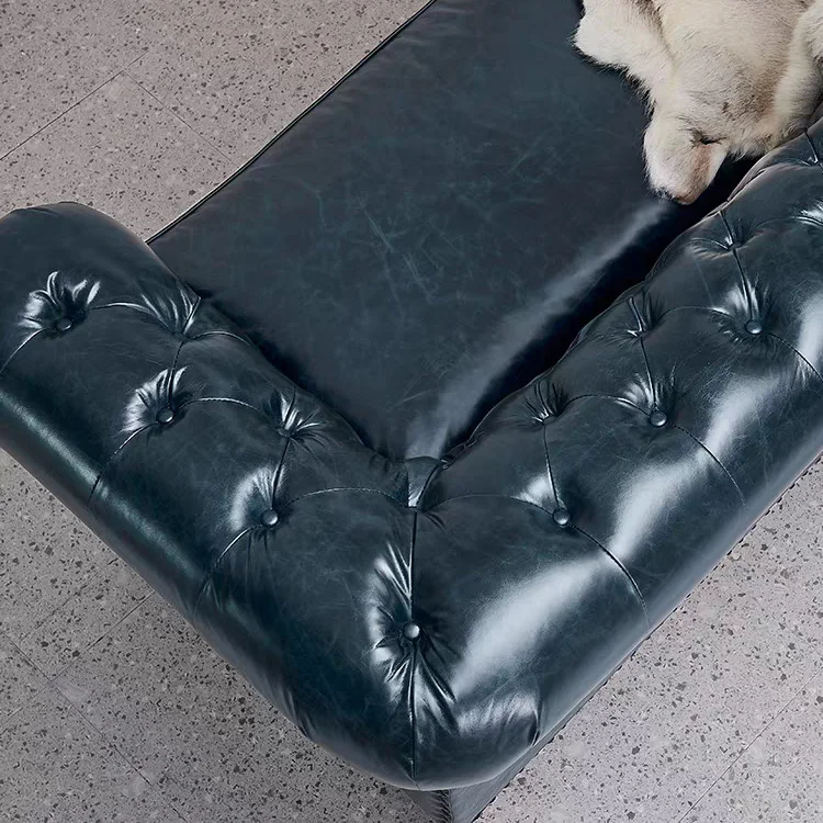 Classical drawing room Home furniture black leather office waiting hall sofa set