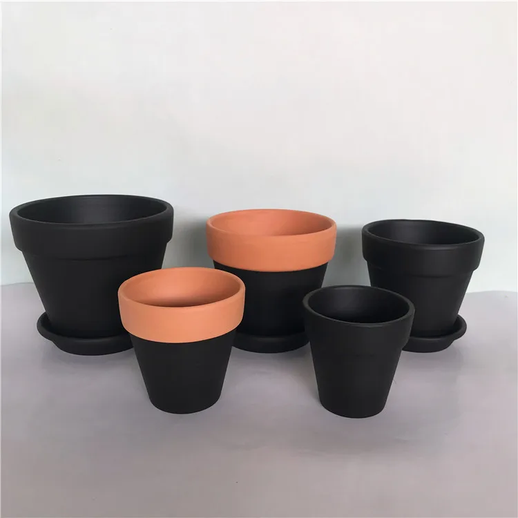 classical clay ceramic terracotta  flower pots planter pot with tray saucer