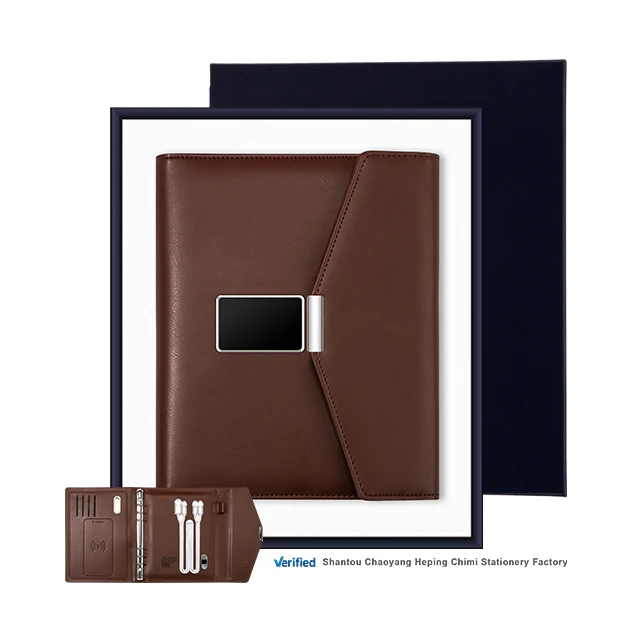 Business gift convenient 8000mAh with screen indicator notebook with wireless charger facility