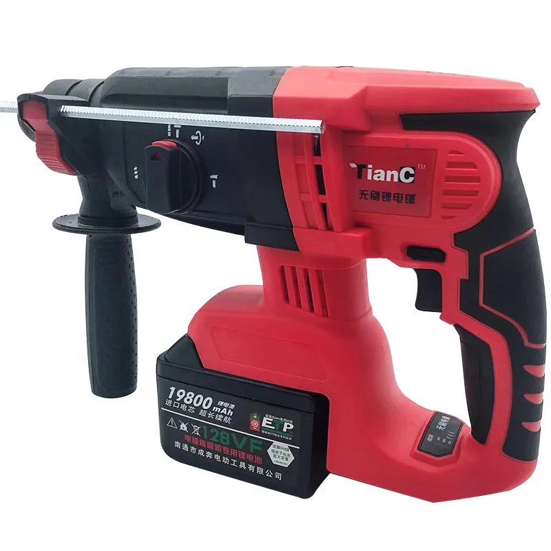 Cordless Power Tools Rechargeable Li-ion Electric Hammer Multi function Impact Drill Light Brushless Electric Rotary Hammer Set