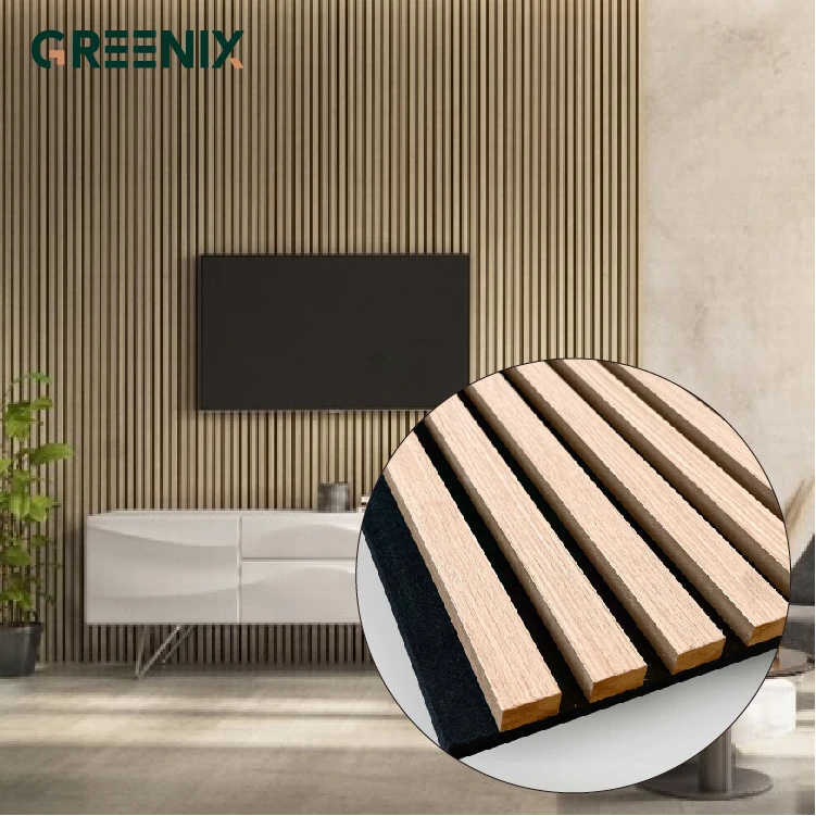 MDF panels decorative interior 3d slatted wooden Acoustic Panels Akupanel For Living Romm