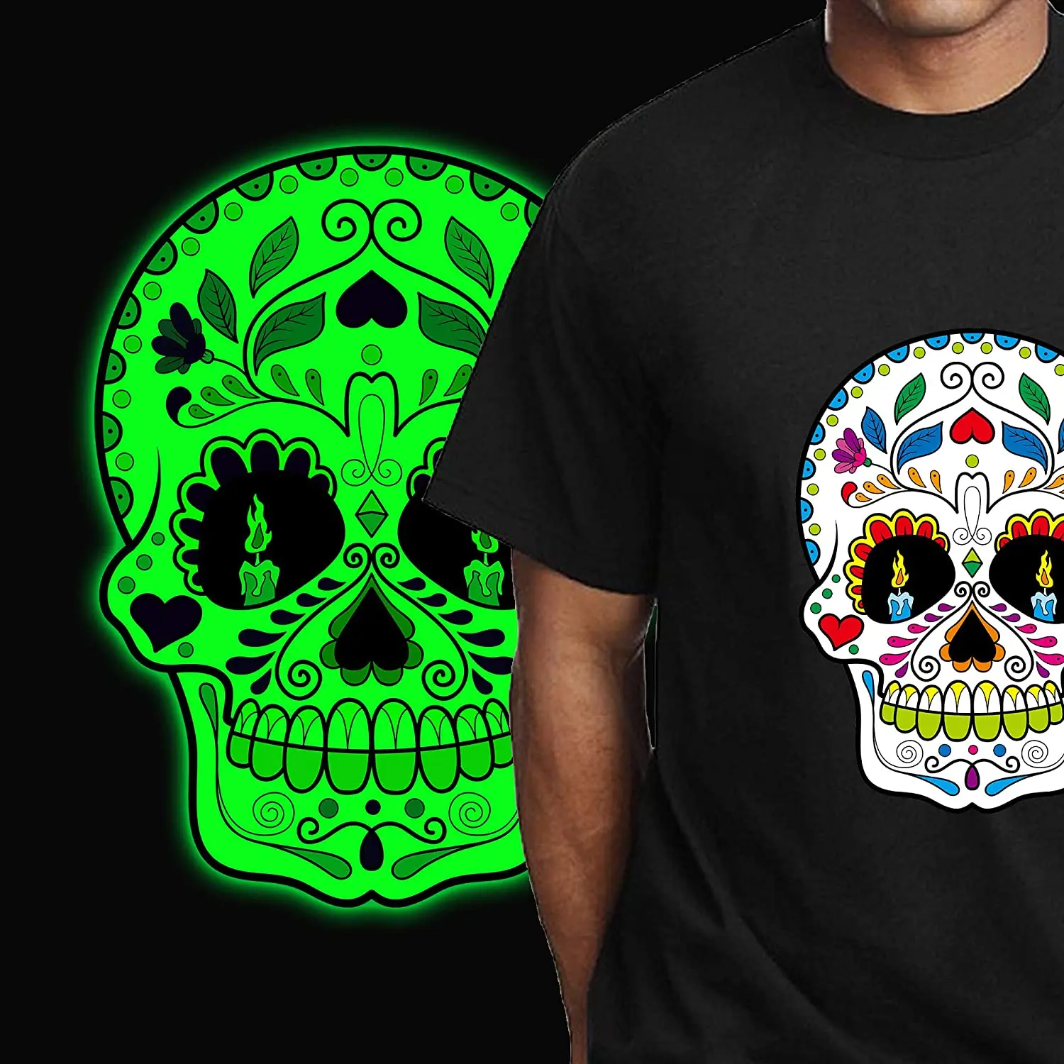 Luminous Iron on Heat Transfer Paper for T Shirts (8.5'x11') GLOW IN THE DARK Printable Heat Transfer Vinyl for Inkjet