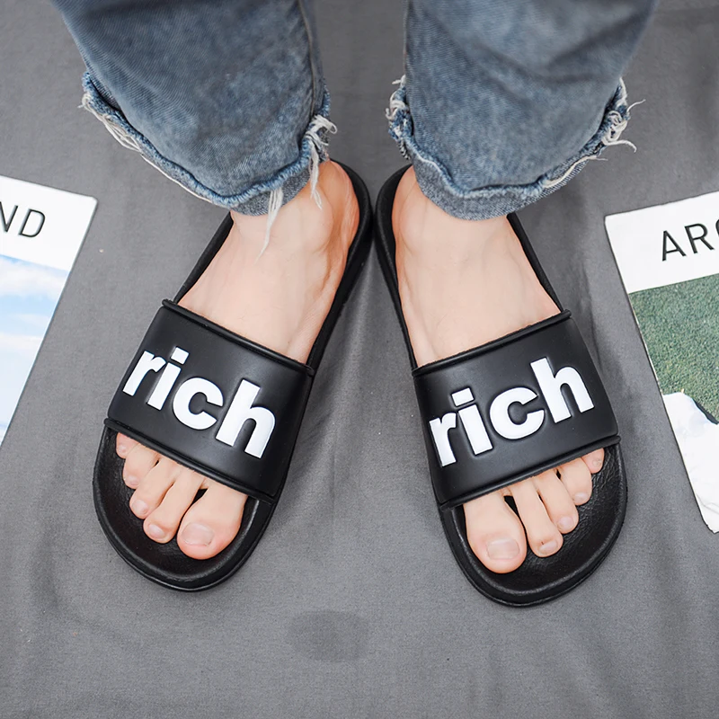 2022 Men Rich Funny Home Slippers Comfy Beach House Hotel Guest PVC Slide Slippers