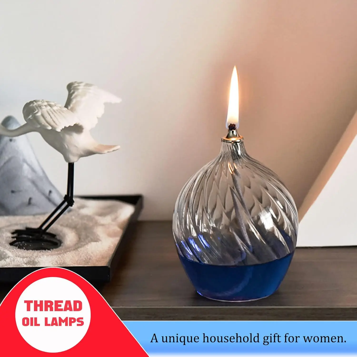 Custom Top Creative Clear Striped Glass Kerosene Lamp Oil Candle