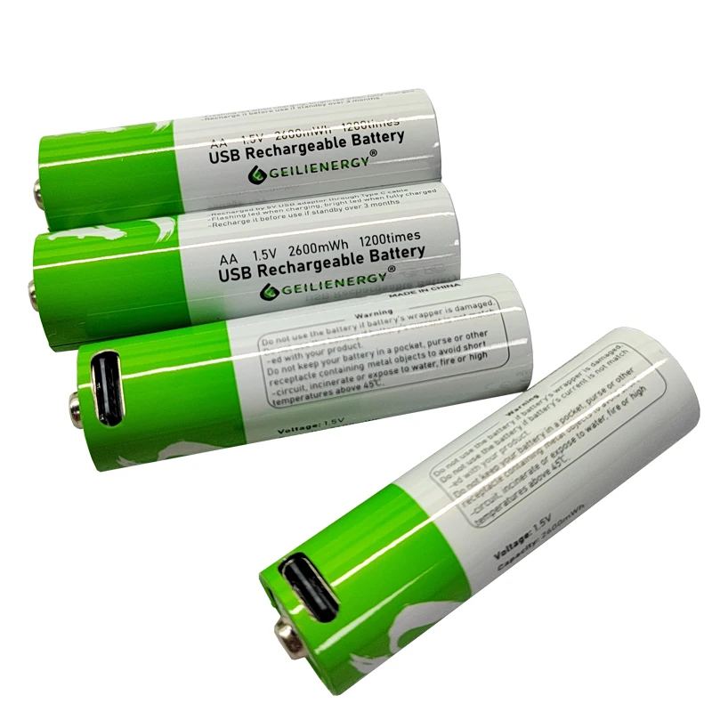 hot sell 1.5v AA batteries With type c charging cable usb rechargeable batteries