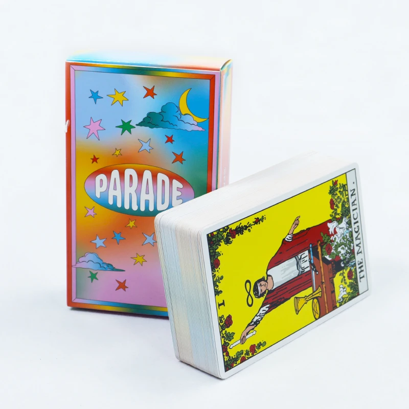 Factory Printable both sides cartas tarot spanish custom English Russian Spanish French Language tarot card deck with guidebook