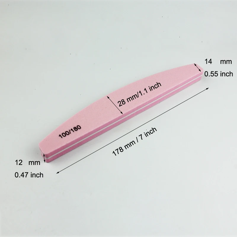  Shiny China Manufacturer Soft Pink Sponge Nail Buffer 100/180 for Salon