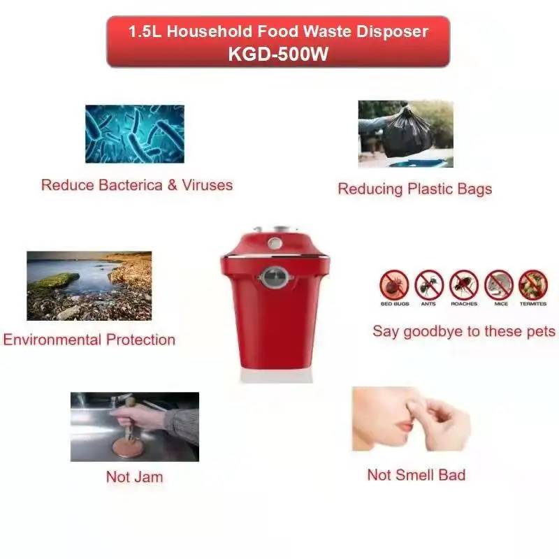 1.5L кухонный измельчитель пищевых отходов 500 Вт Мощный 3100-4300 об/мин