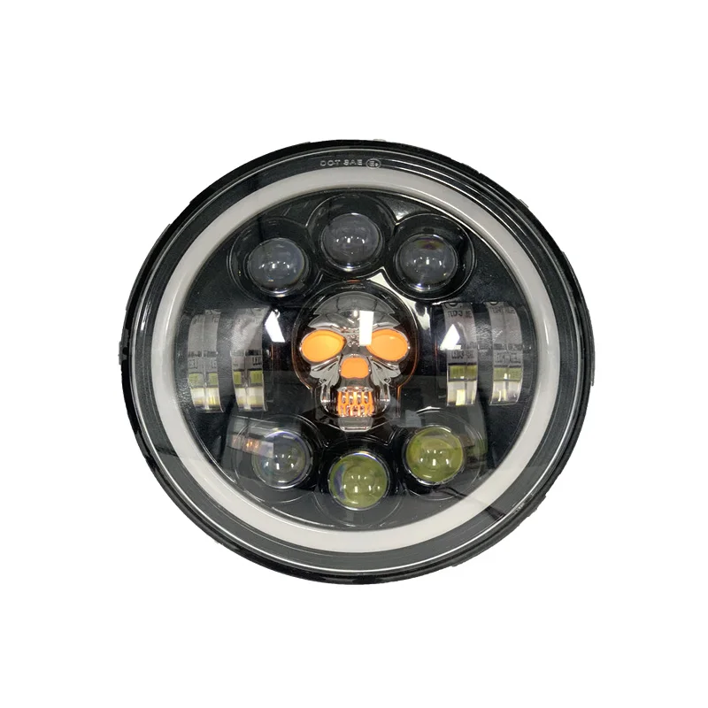 accessories angel eyes high quality fashion skull head 48w IP68 waterproof 7inch led headlight for jeep