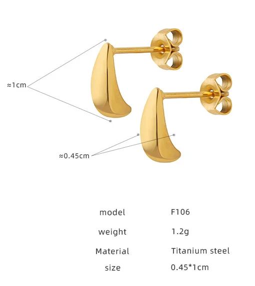 Personalized Jewelry High Quality Fashion Ins Style Simple 18K Gold Plated Wholesale Gold Small Waterdrop Stud Earrings Jewelry