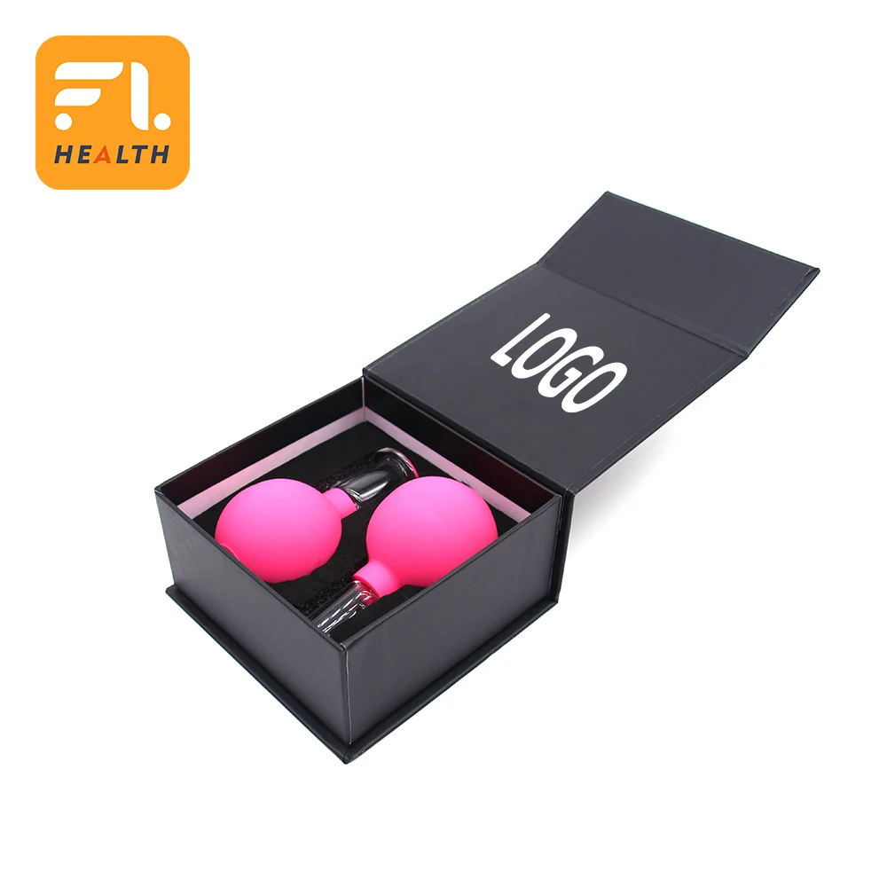 Fuli Two-piece Glass Noodle Cupping Set Suction Massage Cup Glass Cup with Silicone Ball Cupping Set