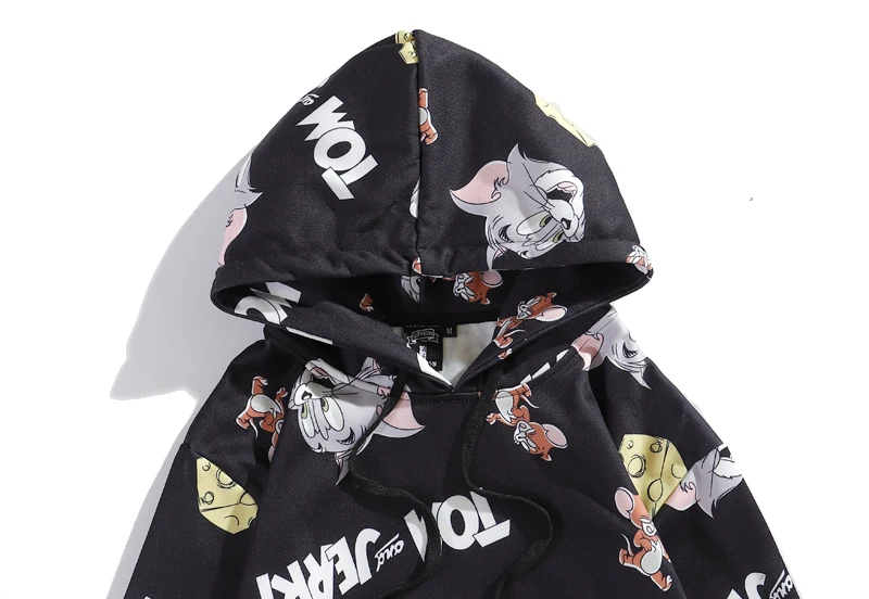 High quality Unisex Printed wholesale Cartoon Tom and Mouse plus fleece hooded sweater hoodie custom girls hoodie