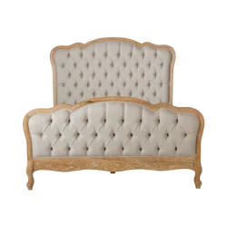 White washed queen king size modern tufted bed frame french bed