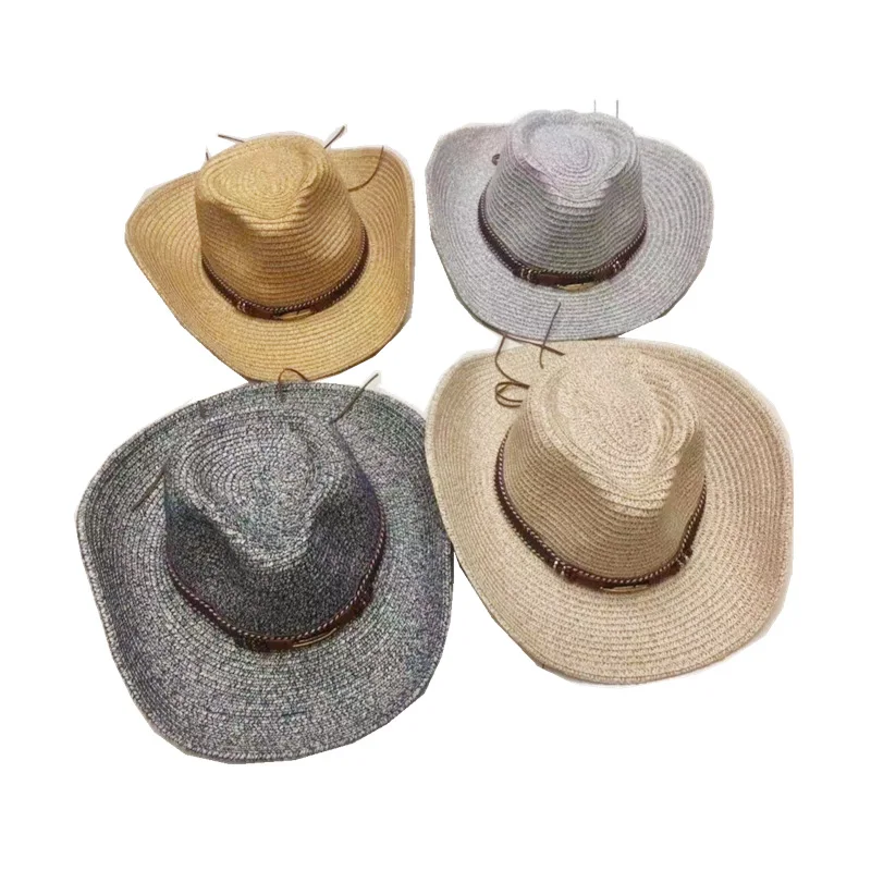 Соломенная шляпа для улицы, дышащий солнцезащитный козырек, складная мужская летняя Панама от солнца, корейский дорожный тренд, бумажная соломенная ковбойская шляпа