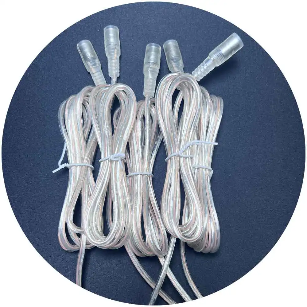 DC12V wire transparent  DC connector wire transformer for led neon lights dc power connector dc connector 2.1 x 5.5m