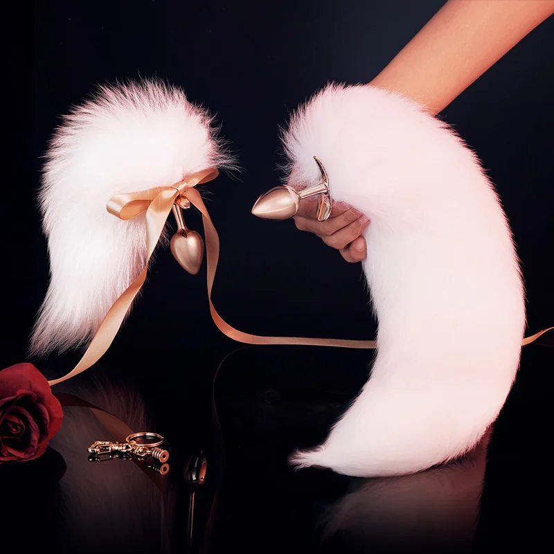 Super Long Metal Fox Tail Anal Butt Plug Sex Toy Cat Rabbit Tail Dog Anal Plug For Male Women