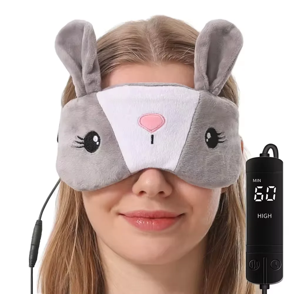 Многоразовая подзарядка через USB плюшевая маска для сна в форме кролика с подогревом сухих глаз