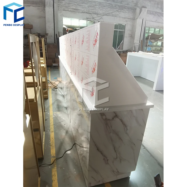 Custom Wooden Wall Cosmetic Shelves Display Cabinet And Makeup Display Wall Showcase