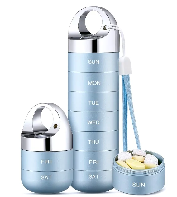 Hot-selling metal 3-cell medicine box portable receptacle medicine bottle personal health care aluminum pill box