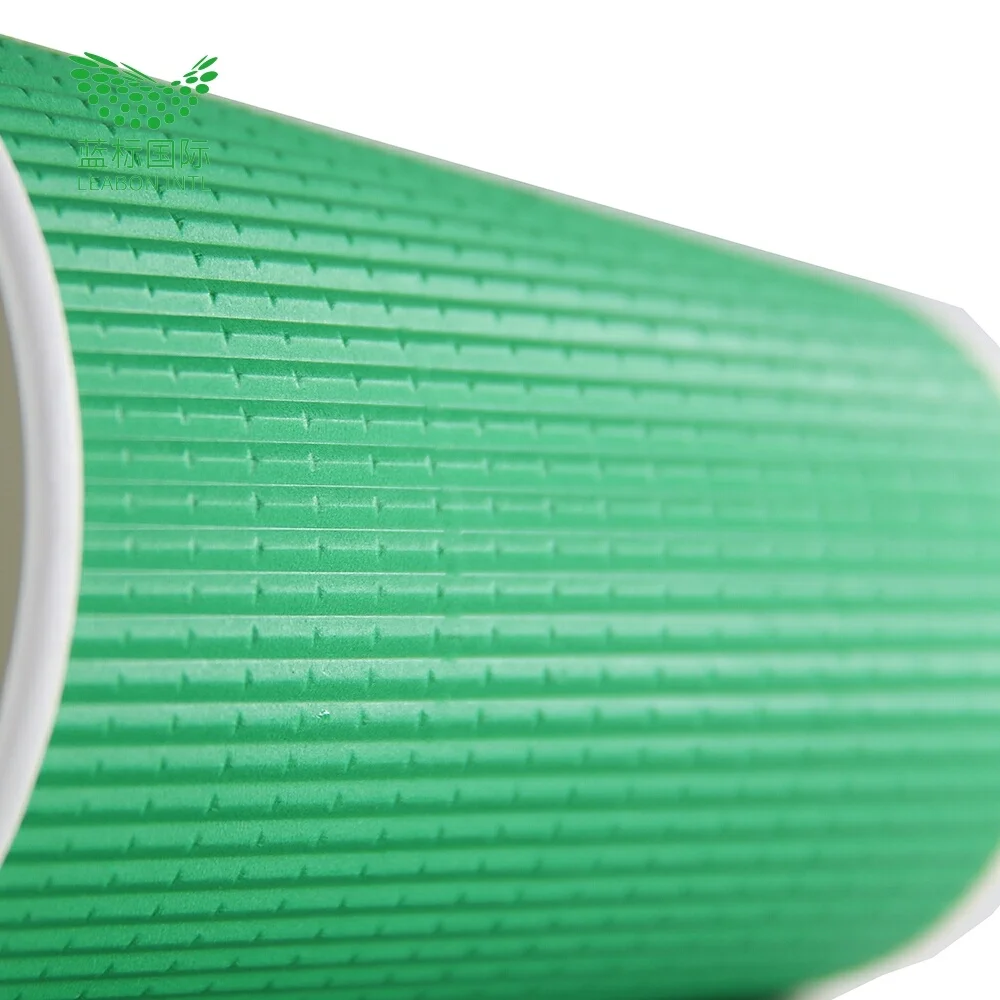 Environmentally friendly and degradable custom 12oz printed ripple wall paper coffee cup