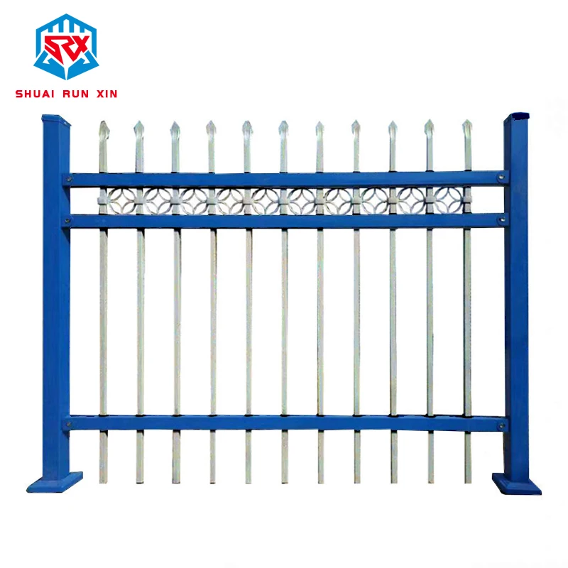 Factory Direct decorative garden home outdoor cheap wrought iron fence plate metal black galvanized steel fence