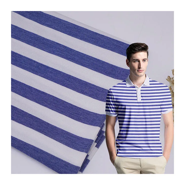 
High standard yarn dyed knitted combed cotton pique 97% cotton 3% spandex knitted fabric 