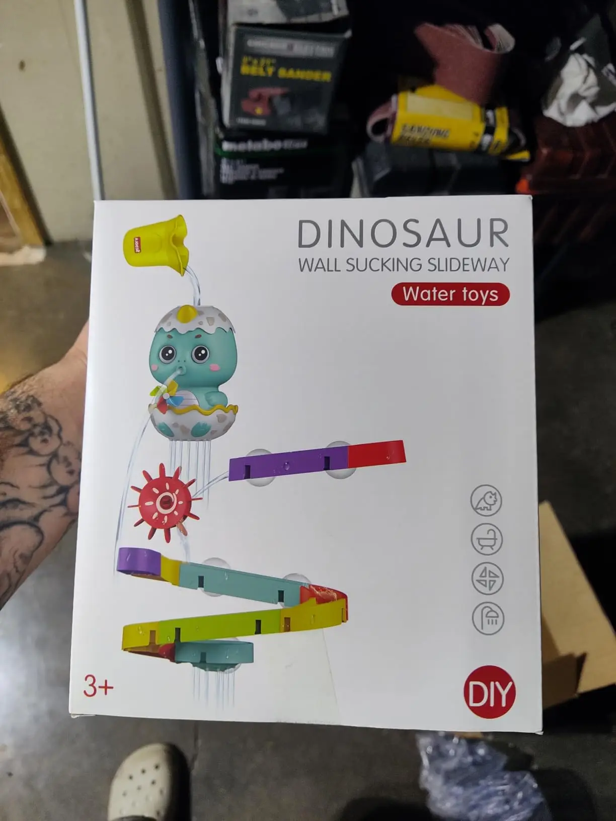 Dinosaur Bath Toys For Kids DIY STEM Bathroom Shower Toddler Bathtub Pool Blocks Track Water Slide Bath Balls Tracks