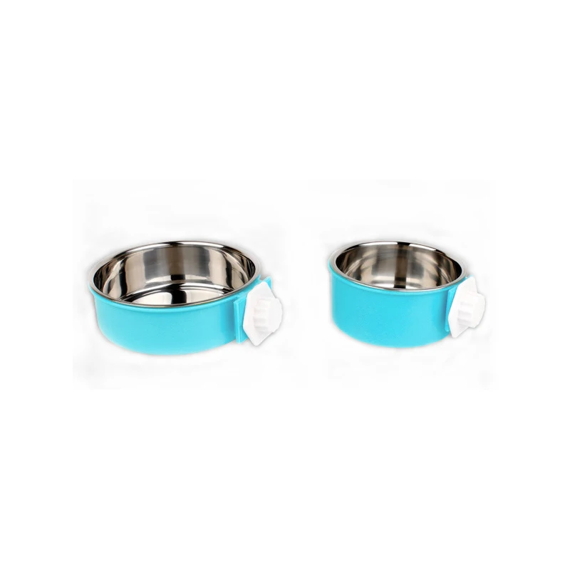 Stainless Steel Dog Bowl Removable Hanging Food Water Pets Cage Coop Cup Large Cat Puppy Birds Food Bowl with Bolt Holder