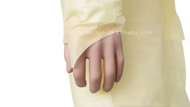 Китайский OEM доступный sms одноразовый изоляционный халат с длинным рукавом с завязкой сзади синий с en14126 ce