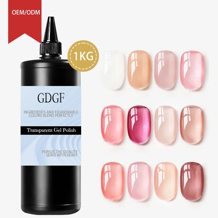 Crystal Glass Gel Nails Non Toxic Natural Color Pink Nude Jelly Translucent Gel Polish Custom Logo Nail Polish Gel Wholesale