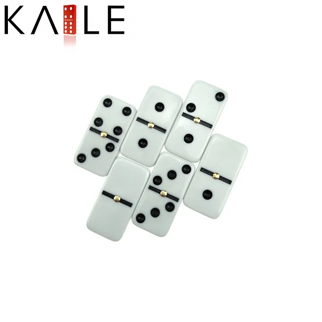 Kaile factory wholesales double 6 domino tile set custom black dot with travel zipper bag casino grade for gambling game
