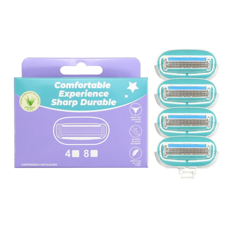 Hot Selling 3 Stainless Steel Blade Refill 4/8 Shaving Razor Blade Cartridge for women