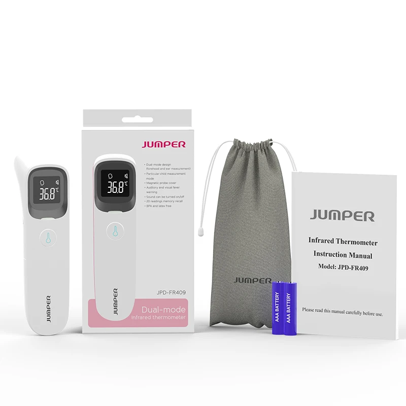 Джемпер JPD-FR409 2022 Высокое качество ЖК-цифровой Лоб не трогать инфракрасный пистолет-термометр для детей и взрослых