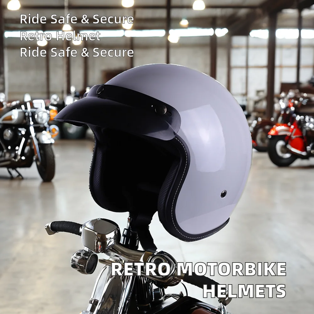 High Quality Vintage Open Face ABS Motorcycle Helmets Retro Dual Sport Smart Scooter Gear for Riding
