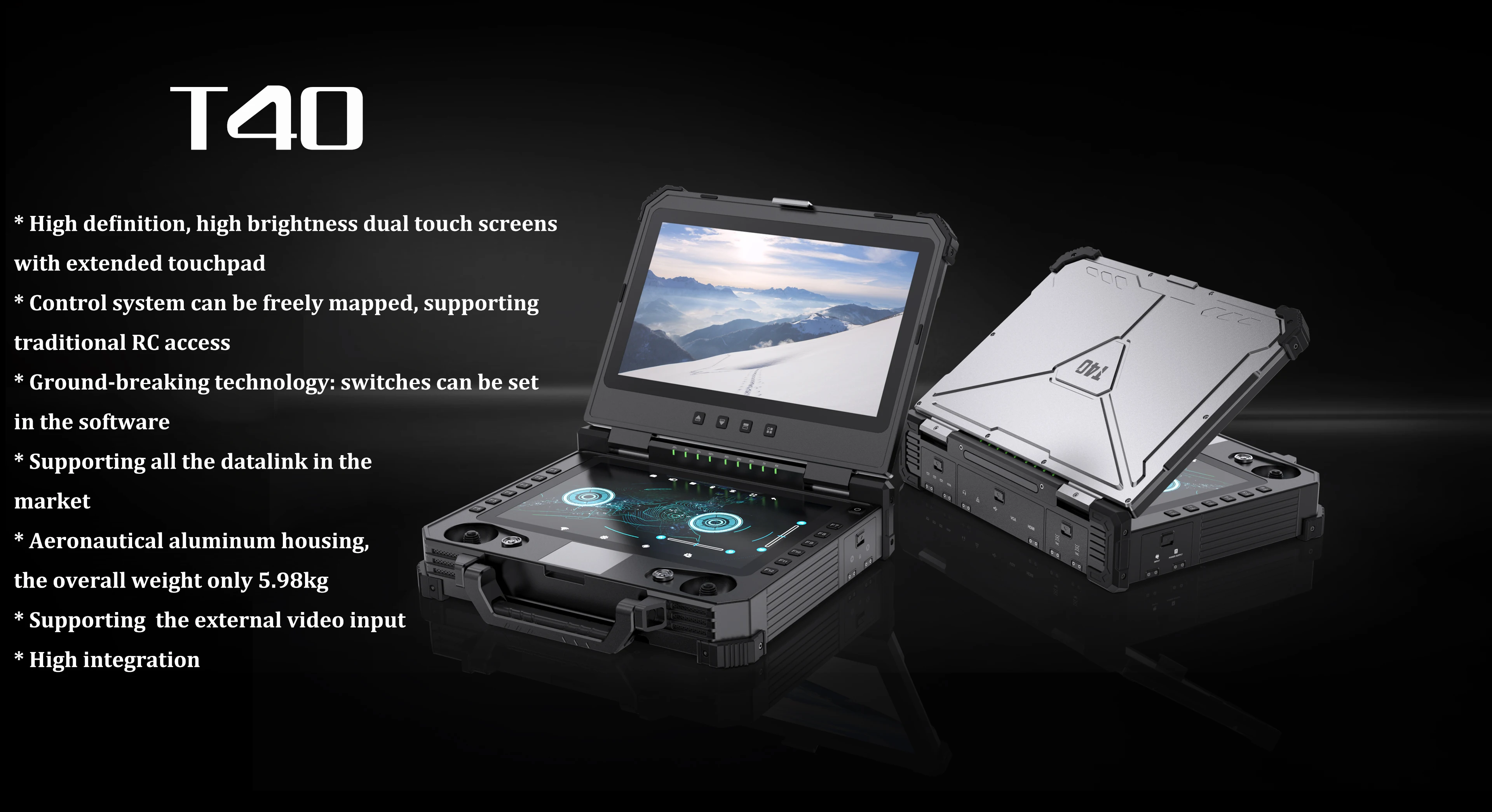 T40 UGV UAV Ground Control Station Aluminum Shell With 27 Physical Channels