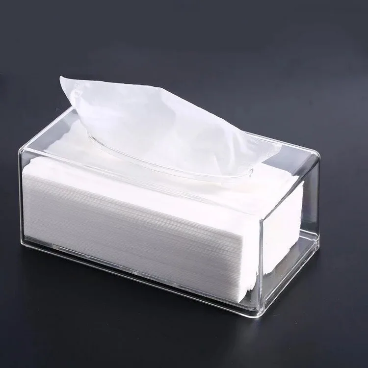 Office hotel home use exquisite square clear and customized color shape dimension acrylic transparent napkin tissue holder box