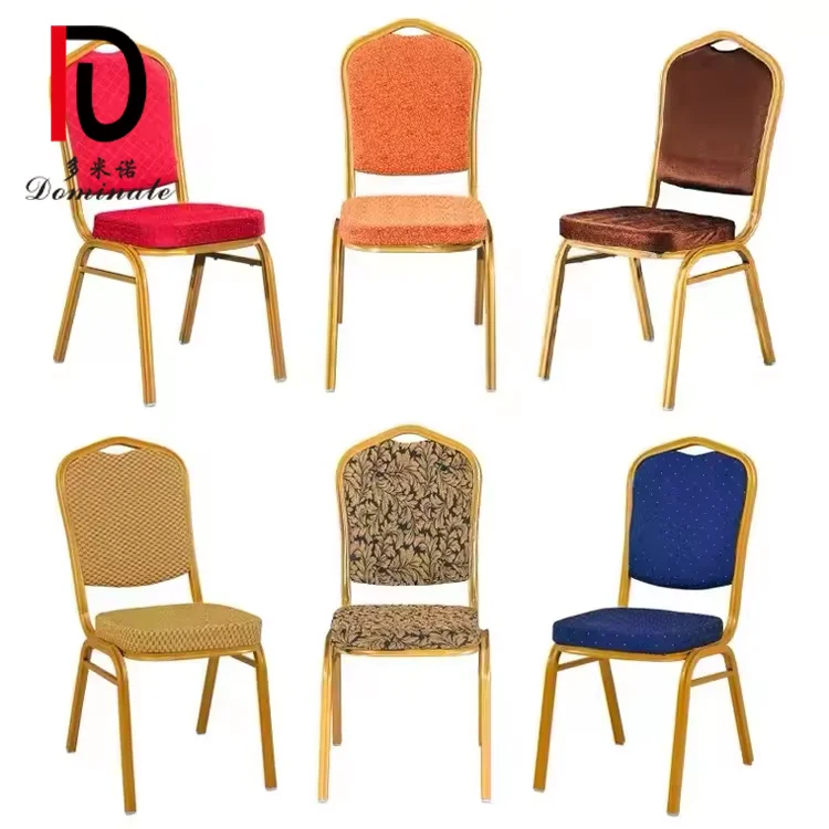 Hotsale Gold Red Stackable Metal Fabric Wedding Event Hotel Conference Chairs Aluminum Vip Hall Banquet Chair for Events Banquet