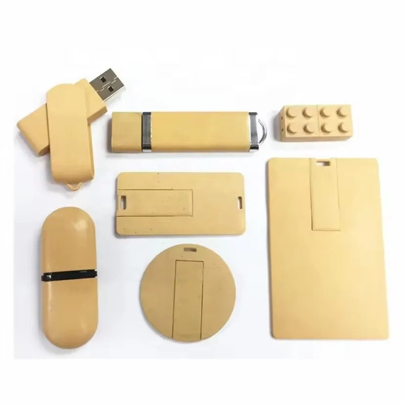 8 ГБ 32 пластиковая монета USB флэш-накопитель Пшеничная солома круглая карта 16 пользовательская для рекламного подарка